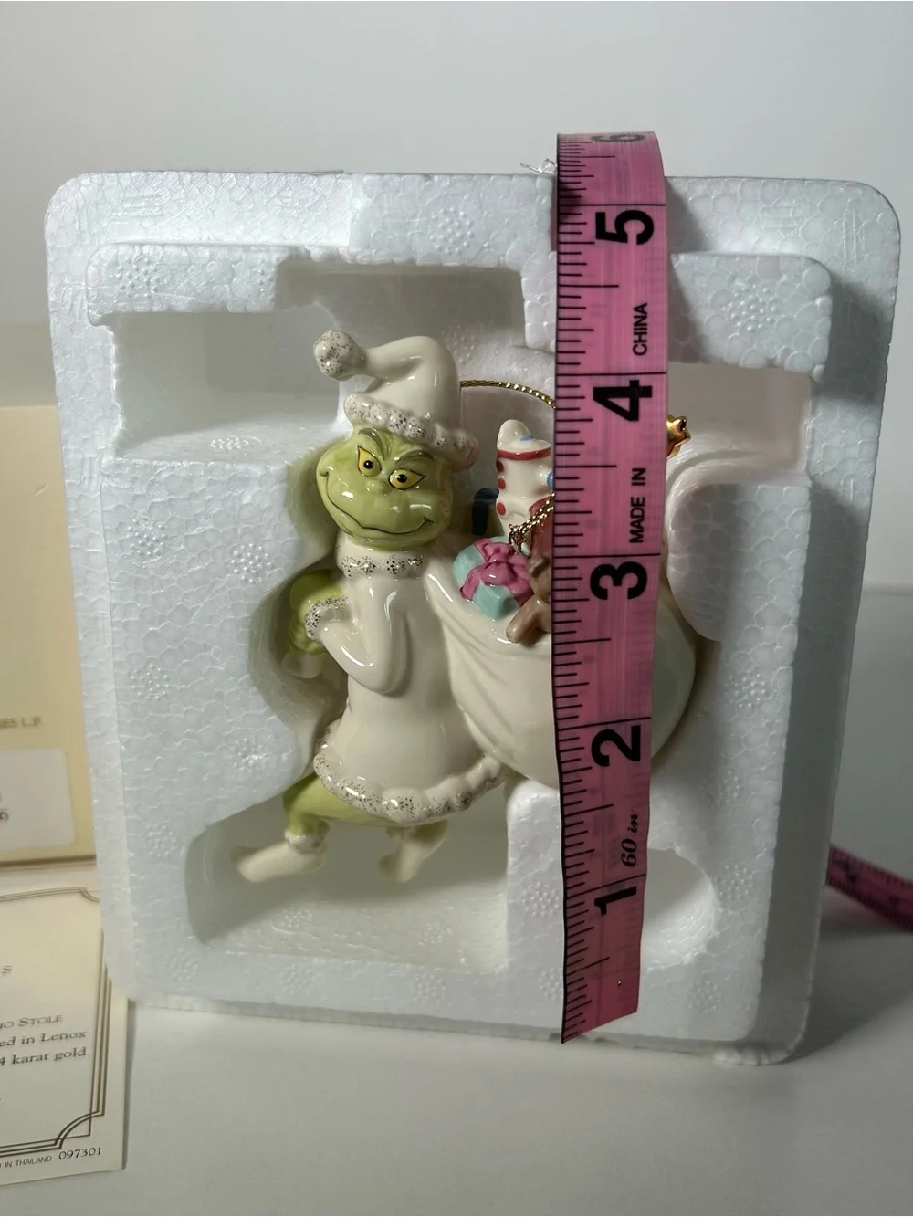 Lenox Old Grinchy Claus Grinch Ornament 24K Gold Dr Seuss w Box COA